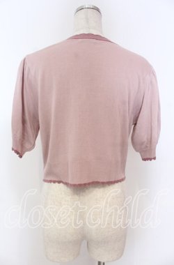 画像2: axes femme kawaii / クマ柄半袖ニットカーディガン M ピンク O-25-10-30-1027-AX-TO-OW-OS