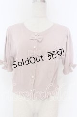 axes femme kawaii / ハート柄透かし半袖ニットカーディガン M ピンク O-25-10-30-1028-AX-TO-OW-OS