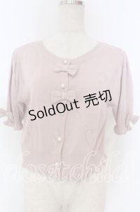axes femme kawaii / ハート柄透かし半袖ニットカーディガン M ピンク O-25-10-30-1028-AX-TO-OW-OS