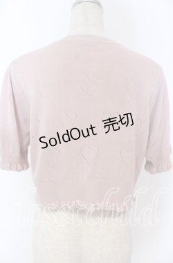 画像2: axes femme kawaii / ハート柄透かし半袖ニットカーディガン M ピンク O-25-10-30-1028-AX-TO-OW-OS