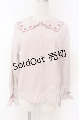 axes femme kawaii / スカラップ苺刺繍ブラウス M ピンク O-25-10-30-1029-AX-BL-OW-OS