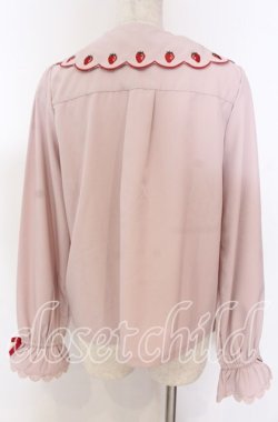 画像2: axes femme kawaii / スカラップ苺刺繍ブラウス M ピンク O-25-10-30-1029-AX-BL-OW-OS