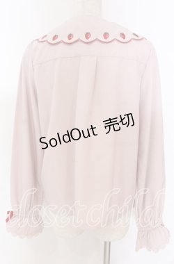 画像2: axes femme kawaii / スカラップ苺刺繍ブラウス M ピンク O-25-10-30-1029-AX-BL-OW-OS