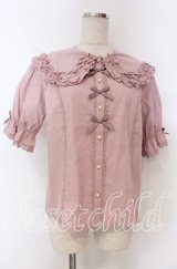 axes femme kawaii / 半袖丸襟コットンブラウス M ピンク O-25-10-30-1031-AX-BL-OW-OS