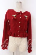 axes femme kawaii / 苺の編みぐるみニットカーデ M アカ O-25-10-30-1035-AX-TO-OW-OS