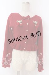 axes femme kawaii / 苺の編みぐるみニットカーデ M アカ O-25-10-30-1035-AX-TO-OW-OS