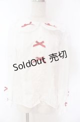 axes femme kawaii / トーションレース丸襟ブラウス M シロ×アカ O-25-10-30-1036-AX-BL-OW-OS