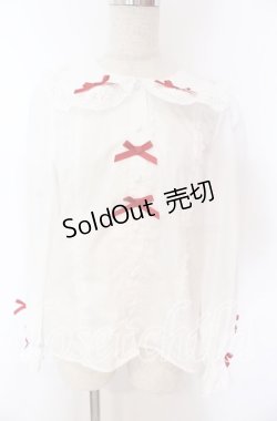 画像1: axes femme kawaii / トーションレース丸襟ブラウス M シロ×アカ O-25-10-30-1036-AX-BL-OW-OS