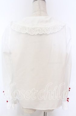 画像2: axes femme kawaii / トーションレース丸襟ブラウス M シロ×アカ O-25-10-30-1036-AX-BL-OW-OS