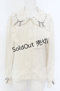 axes femme kawaii / 梯子レース丸襟ブラウス M ベージュ O-25-10-30-1038-AX-BL-OW-OS