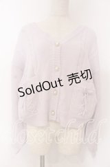 axes femme / リボンポケットニットカーデ F ラベンダー O-25-10-30-1039-AX-TO-OW-OS