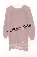 axes femme / W編み上げニットチュニック  アカ O-25-10-30-056-AX-TO-IG-OS