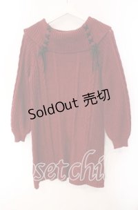 axes femme / W編み上げニットチュニック  アカ O-25-10-30-056-AX-TO-IG-OS