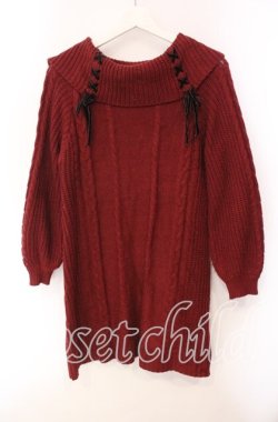 画像1: axes femme / W編み上げニットチュニック  アカ O-25-10-30-056-AX-TO-IG-OS