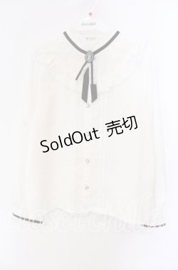 画像1: axes femme / ブローチ付きヨークレースブラウス  オフ O-25-10-30-060-AX-BL-IG-OS