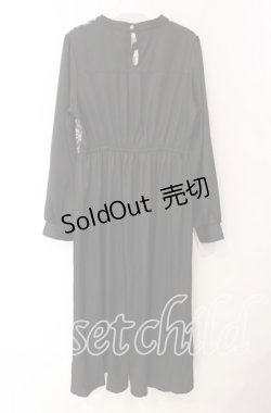 画像3: axes femme / チャイナ釦薔薇柄切替ワンピース  クロ O-25-10-30-061-AX-OP-IG-OS