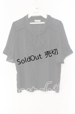 画像1: axes femme / レース使いリボンブラウス  クロ O-25-10-30-067-AX-BL-IG-OS