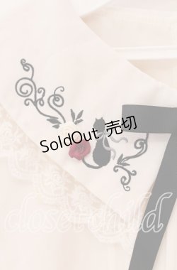 画像3: axes femme / リボン付き猫刺繍ブラウスプルオーバー  オフ O-25-10-30-069-AX-BL-IG-OS