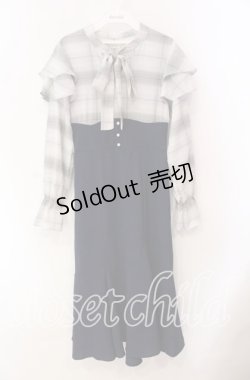 画像1: axes femme / ボウタイドッキングワンピース  ネイビー O-25-10-30-070-AX-OP-IG-ZT051