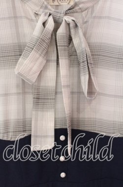 画像2: axes femme / ボウタイドッキングワンピース  ネイビー O-25-10-30-070-AX-OP-IG-OS