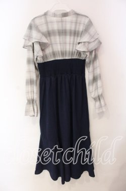 画像3: axes femme / ボウタイドッキングワンピース  ネイビー O-25-10-30-070-AX-OP-IG-OS