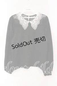 axes femme / レース襟ビスチェ切替プルオーバー  クロ O-25-10-30-071-AX-TO-IG-OS