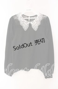 画像1: axes femme / レース襟ビスチェ切替プルオーバー  クロ O-25-10-30-071-AX-TO-IG-OS