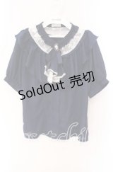 axes femme / ジャボ付きシフォンブラウス  ネイビー O-25-10-30-072-AX-BL-IG-OS