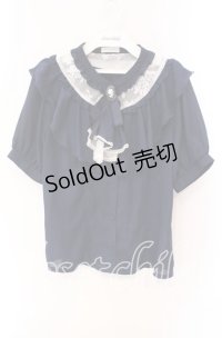 axes femme / ジャボ付きシフォンブラウス  ネイビー O-25-10-30-072-AX-BL-IG-OS