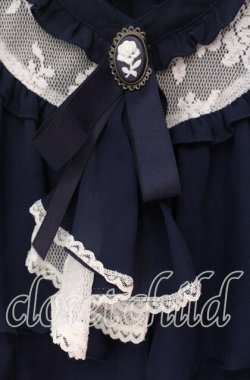 画像2: axes femme / ジャボ付きシフォンブラウス  ネイビー O-25-10-30-072-AX-BL-IG-OS