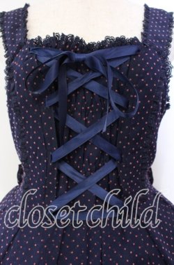 画像2: metamorphose / 星フロッキーあみあげジャンパースカート  ネイビー O-25-10-30-010-ME-OP-OW-OS