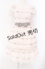 Emily Temple cute / ジョーゼットロゴ＆クリームワンピース  ピンク O-25-10-30-014-ET-OP-OW-OS