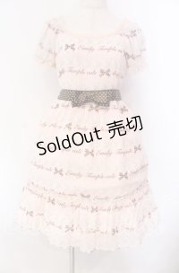 Emily Temple cute / ジョーゼットロゴ＆クリームワンピース  ピンク O-25-10-30-014-ET-OP-OW-OS