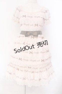 画像1: Emily Temple cute / ジョーゼットロゴ&クリームワンピース  ピンク O-25-10-30-014-ET-OP-OW-OS