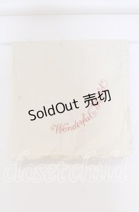 WONDERFUL WORLD / 2002年 ロゴ刺繍ストール  生成り O-25-10-31-001-LO-ZA-IG-OS