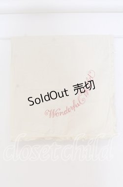 画像1: WONDERFUL WORLD / 2002年 ロゴ刺繍ストール  生成り O-25-10-31-001-LO-ZA-IG-OS