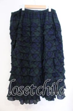 画像3: PINK HOUSE / ウールチェック段々スカート  グリーン O-25-10-31-033-LO-SK-IG-OS