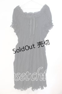 metamorphose / シャーリングハイウエストワンピース （綿混ラッセルレース）【お直しあり】  クロ O-25-10-31-035-ME-OP-IG-OS