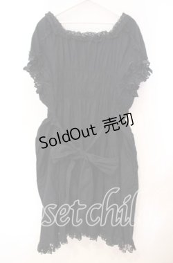 画像4: metamorphose / シャーリングハイウエストワンピース (綿混ラッセルレース)【お直しあり】  クロ O-25-10-31-035-ME-OP-IG-OS