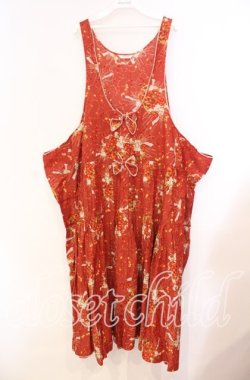 画像1: PINK HOUSE / チェリーブロッサムフラワーバスケットジャンパースカート【お直しあり】  アカ O-25-10-31-037-LO-OP-IG-OS