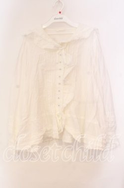 画像1: PINK HOUSE / ローンフリルセーラーカラーブラウス【お直しあり】  シロ O-25-10-31-039-LO-BL-IG-OS