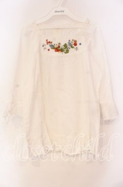 画像1: PINK HOUSE / いちご刺繍ブラウス  シロ O-25-10-31-041-LO-BL-IG-OS