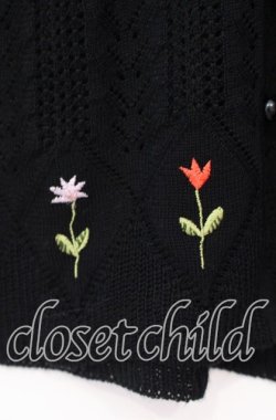 画像2: TOMATSU / フラワー刺繍透かしカーディガン  クロ O-25-10-31-043-LO-TO-IG-OS