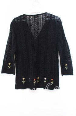 画像3: TOMATSU / フラワー刺繍透かしカーディガン  クロ O-25-10-31-043-LO-TO-IG-OS