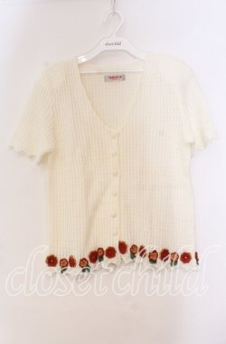 画像1: TOMATSU / ローズモチーフカーディガン  オフ O-25-10-31-045-LO-TO-IG-OS