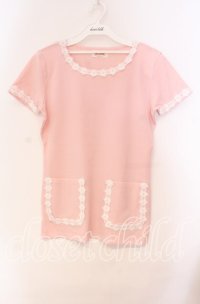 TOMATSU / フェザーフラワーニット  ピンク O-25-10-31-048-LO-TO-IG-ZT080