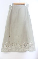画像1: 【SALE】TOMATSU / 刺繍ギンガムスカート 40 グリーン系 O-25-10-31-050-LO-SK-IG-ZT327 (1)