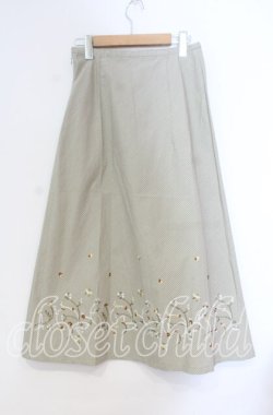 画像3: TOMATSU / 刺繍ギンガムスカート 40 グリーン系 O-25-10-31-050-LO-SK-IG-OS