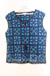 TOMATSU / パッチワークサマーベスト 38 ブルー O-25-10-31-060-LO-TO-IG-ZT458