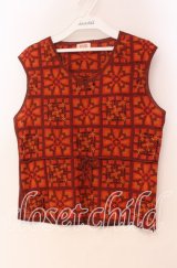 TOMATSU / パッチワークサマーベスト 38 アカ系 O-25-10-31-061-LO-TO-IG-ZT458